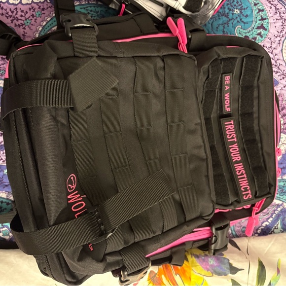 WOLF Black and Pink Women's Backpack - Picture 2 of 5